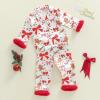 image:imageKuriozud Kids Toddler Girl Satin Pajamas Fuzzy Trim Long Sleeve Button Down Shirt Top and Pants 2pcs Pjs Sets SleepwearChristmas Gingerbread Bow White