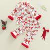 image:imageKuriozud Kids Toddler Girl Satin Pajamas Fuzzy Trim Long Sleeve Button Down Shirt Top and Pants 2pcs Pjs Sets SleepwearChristmas Gingerbread Bow White