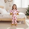image:imageKuriozud Kids Toddler Girl Satin Pajamas Fuzzy Trim Long Sleeve Button Down Shirt Top and Pants 2pcs Pjs Sets SleepwearChristmas Gingerbread Pink