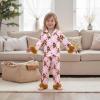 image:imageKuriozud Kids Toddler Girl Satin Pajamas Fuzzy Trim Long Sleeve Button Down Shirt Top and Pants 2pcs Pjs Sets SleepwearChristmas Gingerbread Pink