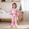 image:imageKuriozud Kids Toddler Girl Satin Pajamas Fuzzy Trim Long Sleeve Button Down Shirt Top and Pants 2pcs Pjs Sets SleepwearChristmas Santa Milk Pink