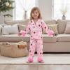 image:imageKuriozud Kids Toddler Girl Satin Pajamas Fuzzy Trim Long Sleeve Button Down Shirt Top and Pants 2pcs Pjs Sets SleepwearChristmas Santa Milk Pink