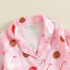 image:imageKuriozud Kids Toddler Girl Satin Pajamas Fuzzy Trim Long Sleeve Button Down Shirt Top and Pants 2pcs Pjs Sets SleepwearChristmas Santa Milk Pink
