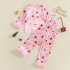 image:imageKuriozud Kids Toddler Girl Satin Pajamas Fuzzy Trim Long Sleeve Button Down Shirt Top and Pants 2pcs Pjs Sets SleepwearChristmas Santa Milk Pink