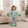 image:imageKuriozud Kids Toddler Girl Satin Pajamas Fuzzy Trim Long Sleeve Button Down Shirt Top and Pants 2pcs Pjs Sets SleepwearChristmas Tree Bow Green
