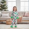 image:imageKuriozud Kids Toddler Girl Satin Pajamas Fuzzy Trim Long Sleeve Button Down Shirt Top and Pants 2pcs Pjs Sets SleepwearChristmas Tree Bow Green