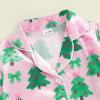 image:imageKuriozud Kids Toddler Girl Satin Pajamas Fuzzy Trim Long Sleeve Button Down Shirt Top and Pants 2pcs Pjs Sets SleepwearChristmas Tree Bow Green