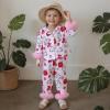 image:imageKuriozud Kids Toddler Girl Satin Pajamas Fuzzy Trim Long Sleeve Button Down Shirt Top and Pants 2pcs Pjs Sets SleepwearFloral Ghost Bow Pink