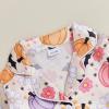 image:imageKuriozud Kids Toddler Girl Satin Pajamas Fuzzy Trim Long Sleeve Button Down Shirt Top and Pants 2pcs Pjs Sets SleepwearFloral Pumpkin Bat Apricot