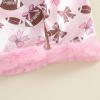 image:imageKuriozud Kids Toddler Girl Satin Pajamas Fuzzy Trim Long Sleeve Button Down Shirt Top and Pants 2pcs Pjs Sets SleepwearFootball Bow Pink