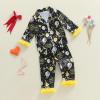 image:imageKuriozud Kids Toddler Girl Satin Pajamas Fuzzy Trim Long Sleeve Button Down Shirt Top and Pants 2pcs Pjs Sets SleepwearHappy New Year Black