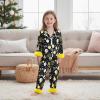 image:imageKuriozud Kids Toddler Girl Satin Pajamas Fuzzy Trim Long Sleeve Button Down Shirt Top and Pants 2pcs Pjs Sets SleepwearHappy New Year Black