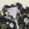 image:imageKuriozud Kids Toddler Girl Satin Pajamas Fuzzy Trim Long Sleeve Button Down Shirt Top and Pants 2pcs Pjs Sets SleepwearHappy New Year Black