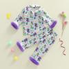 image:imageKuriozud Kids Toddler Girl Satin Pajamas Fuzzy Trim Long Sleeve Button Down Shirt Top and Pants 2pcs Pjs Sets SleepwearMardi Gras Purple