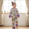 image:imageKuriozud Kids Toddler Girl Satin Pajamas Fuzzy Trim Long Sleeve Button Down Shirt Top and Pants 2pcs Pjs Sets SleepwearMardi Gras Purple
