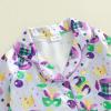 image:imageKuriozud Kids Toddler Girl Satin Pajamas Fuzzy Trim Long Sleeve Button Down Shirt Top and Pants 2pcs Pjs Sets SleepwearMardi Gras Purple