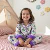 image:imageKuriozud Kids Toddler Girl Satin Pajamas Fuzzy Trim Long Sleeve Button Down Shirt Top and Pants 2pcs Pjs Sets SleepwearMardi Gras Purple