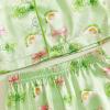 image:imageKuriozud Kids Toddler Girl Satin Pajamas Fuzzy Trim Long Sleeve Button Down Shirt Top and Pants 2pcs Pjs Sets SleepwearSt Patricks Day Rainbow Green