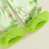 image:imageKuriozud Kids Toddler Girl Satin Pajamas Fuzzy Trim Long Sleeve Button Down Shirt Top and Pants 2pcs Pjs Sets SleepwearSt Patricks Day Rainbow Green