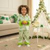 image:imageKuriozud Kids Toddler Girl Satin Pajamas Fuzzy Trim Long Sleeve Button Down Shirt Top and Pants 2pcs Pjs Sets SleepwearSt Patricks Day Rainbow Green