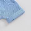 image:imageKuriozud Newborn Baby Boy Summer Clothes Button Short Sleeve Romper Bodysuit Shorts Set Infant Soft Waffle OutfitWaffle Blue