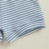 image:imageKuriozud Newborn Baby Boy Summer Clothes Button Short Sleeve Romper Bodysuit Shorts Set Infant Soft Waffle OutfitWaffle Striped Blue