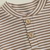 image:imageKuriozud Newborn Baby Boy Summer Clothes Button Short Sleeve Romper Bodysuit Shorts Set Infant Soft Waffle OutfitWaffle Striped Khaki