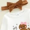 image:imageKuriozud Newborn Baby Girl Bell Bottom Outfit Ruffle Romper Cute Bow Flare Pants Set Headband Cute ClothesMy 1st Christmas Gingerbread White