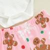 image:imageKuriozud Newborn Baby Girl Bell Bottom Outfit Ruffle Romper Cute Bow Flare Pants Set Headband Cute ClothesMy 1st Christmas Gingerbread White