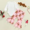 image:imageKuriozud Newborn Baby Girl Bell Bottom Outfit Ruffle Romper Cute Bow Flare Pants Set Headband Cute ClothesMy 1st Christmas Gingerbread White