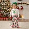 image:imageKuriozud Newborn Baby Girl Bell Bottom Outfit Ruffle Romper Cute Bow Flare Pants Set Headband Cute ClothesMy First Christmas Tree White
