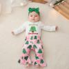 image:imageKuriozud Newborn Baby Girl Bell Bottom Outfit Ruffle Romper Cute Bow Flare Pants Set Headband Cute ClothesMy First Christmas Tree White