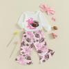 image:imageKuriozud Newborn Baby Girl Bell Bottom Outfit Ruffle Romper Cute Bow Flare Pants Set Headband Cute ClothesMy First Football Season White