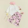 image:imageKuriozud Newborn Baby Girl Bell Bottom Outfit Ruffle Romper Cute Bow Flare Pants Set Headband Cute ClothesMy First Football Season White