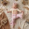 image:imageKuriozud Newborn Baby Girl Bell Bottom Outfit Ruffle Romper Cute Bow Flare Pants Set Headband Cute ClothesStethoscope Beige