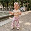image:imageKuriozud Newborn Baby Girl Bell Bottom Outfit Ruffle Romper Cute Bow Flare Pants Set Headband Cute ClothesStethoscope Beige