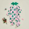 image:imageKuriozud Newborn Baby Girl Boy Footie Romper One Piece Jumpsuit Sleeper Infant ClothesChristmas Tree Bow Pink