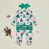 image:imageKuriozud Newborn Baby Girl Boy Footie Romper One Piece Jumpsuit Sleeper Infant ClothesChristmas Tree Bow Pink