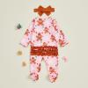 image:imageKuriozud Newborn Baby Girl Boy Footie Romper One Piece Jumpsuit Sleeper Infant ClothesGingerbread Snowflakes Pink