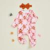 image:imageKuriozud Newborn Baby Girl Boy Footie Romper One Piece Jumpsuit Sleeper Infant ClothesGingerbread Snowflakes Pink
