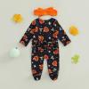 image:imageKuriozud Newborn Baby Girl Boy Footie Romper One Piece Jumpsuit Sleeper Infant ClothesPumpkin  Bow Black