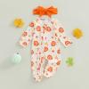 image:imageKuriozud Newborn Baby Girl Boy Footie Romper One Piece Jumpsuit Sleeper Infant ClothesPumpkin  Bow Orange