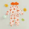 image:imageKuriozud Newborn Baby Girl Boy Footie Romper One Piece Jumpsuit Sleeper Infant ClothesPumpkin  Bow Orange