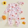 image:imageKuriozud Newborn Baby Girl Boy Footie Romper One Piece Jumpsuit Sleeper Infant ClothesPumpkin  Ghost Pink