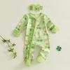image:imageKuriozud Newborn Baby Girl Boy Footie Romper One Piece Jumpsuit Sleeper Infant ClothesRainbow Clover Green