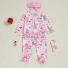 image:imageKuriozud Newborn Baby Girl Boy Footie Romper One Piece Jumpsuit Sleeper Infant ClothesSanta  Christmas Tree Pink
