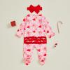 image:imageKuriozud Newborn Baby Girl Boy Footie Romper One Piece Jumpsuit Sleeper Infant ClothesSanta Milk and Cookies Pink