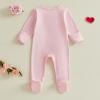 image:imageKuriozud Newborn Baby Girl Boy Footie Romper One Piece Jumpsuit Sleeper Infant ClothesValentines Heart Pink