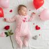 image:imageKuriozud Newborn Baby Girl Boy Footie Romper One Piece Jumpsuit Sleeper Infant ClothesValentines Heart Pink