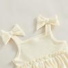 image:imageKuriozud Newborn Baby Girl Summer Clothes Ruffle Bow Dress Romper Jumpsuit One Piece Outfit Cute Infant Girl ClothingRibbed Apricot
